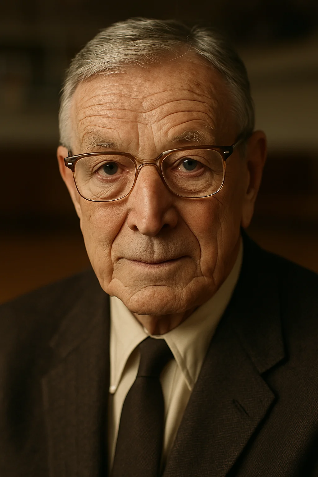 Portrait of John Wooden - author of the quote: "“There is nothing stronger than gentleness.”"