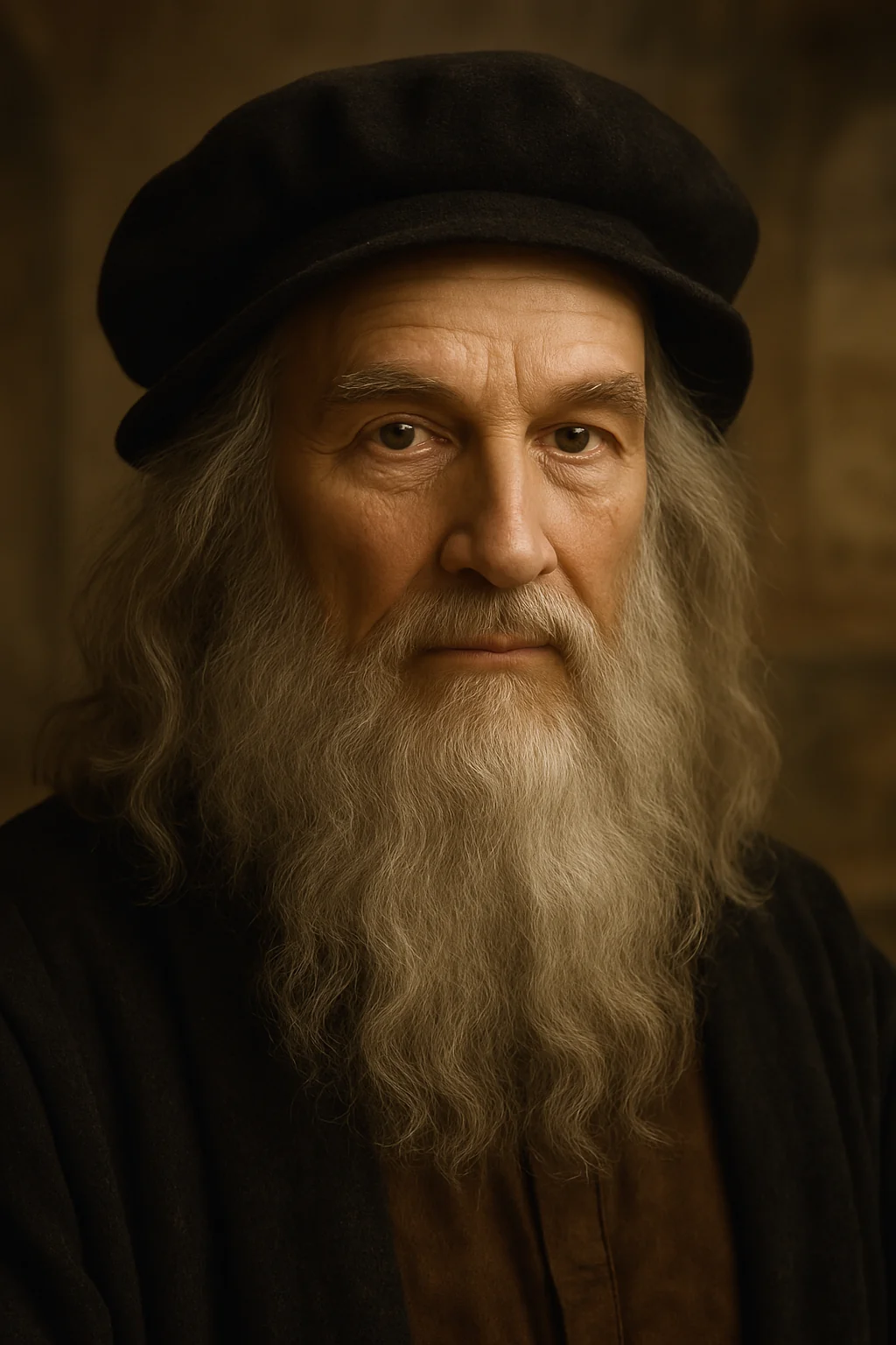 Portrait of Leonardo da Vinci - author of the quote: "“Truth at last cannot be hidden. Dissimulation is of no avai..."