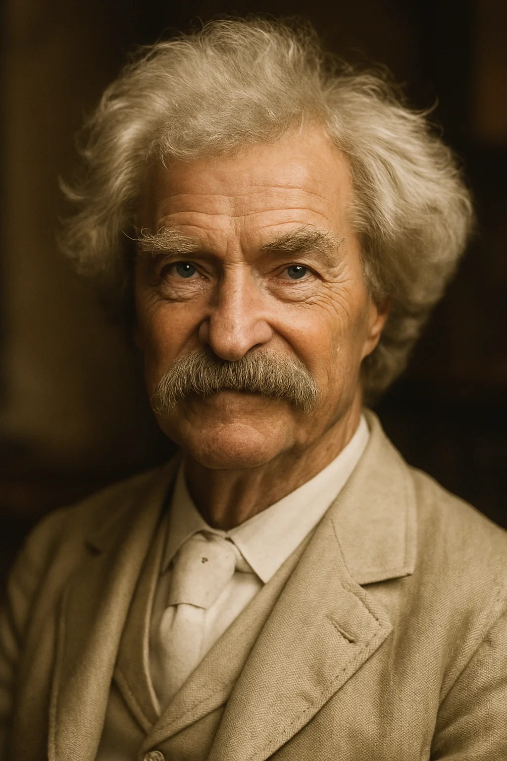 Portrait of Mark Twain - author of the quote: "“A God who could make good children as easily a bad, yet pre..."